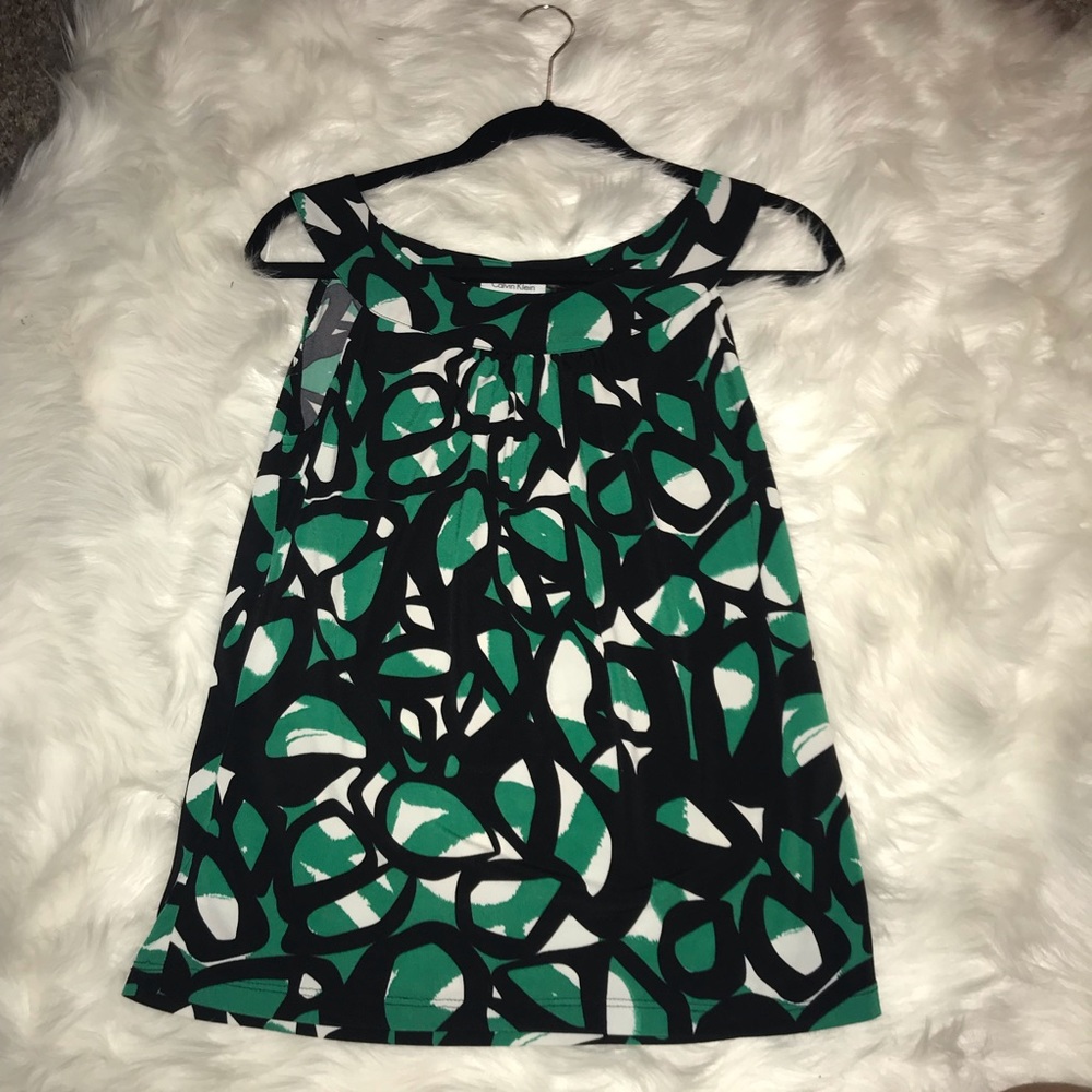 Calvin Klein Small green design sleeveless top.